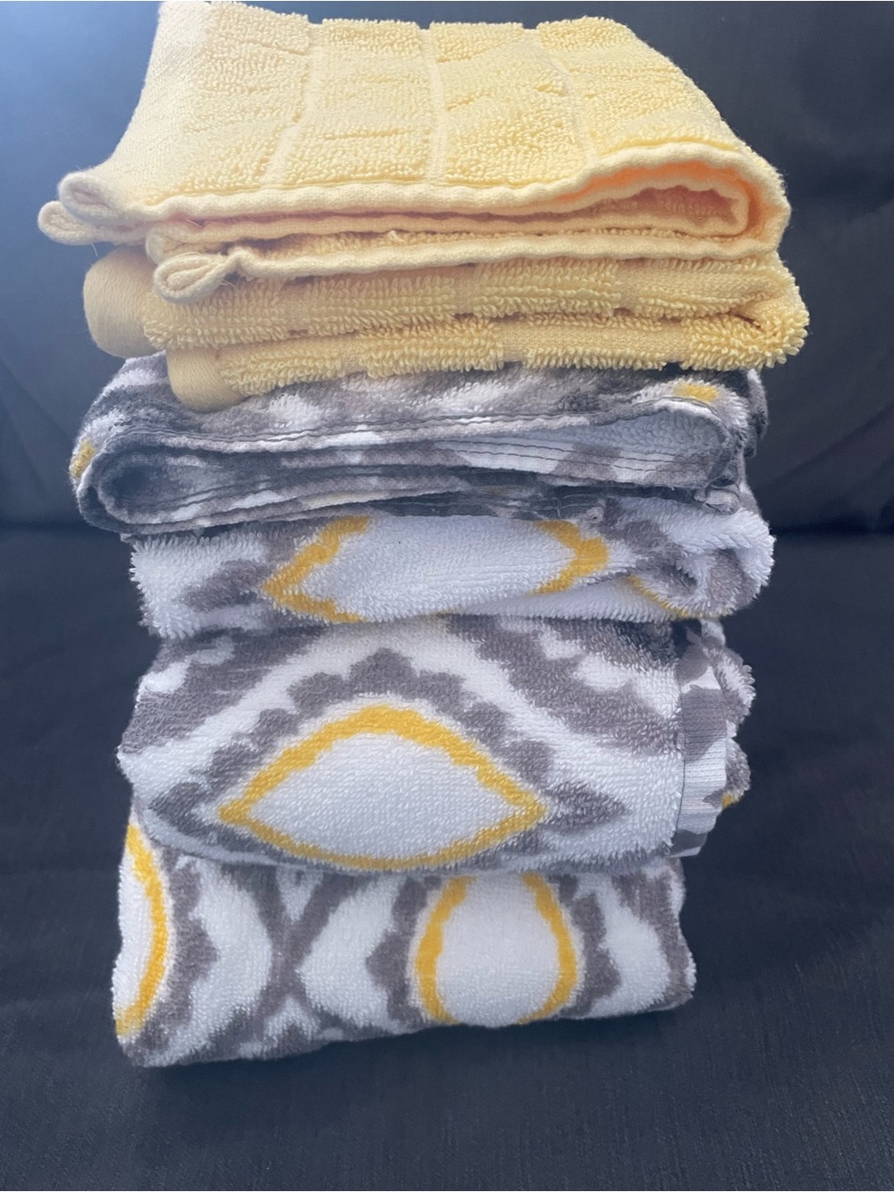 6 piece yellow and gray towel set